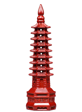 红色实木质文昌塔客厅文昌塔摆件