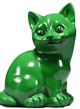绿色猫咪雕刻摆件动物