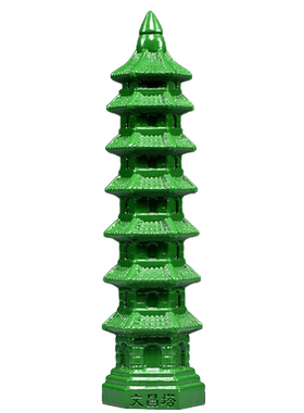 绿色桃木雕刻7层文昌塔实木摆件