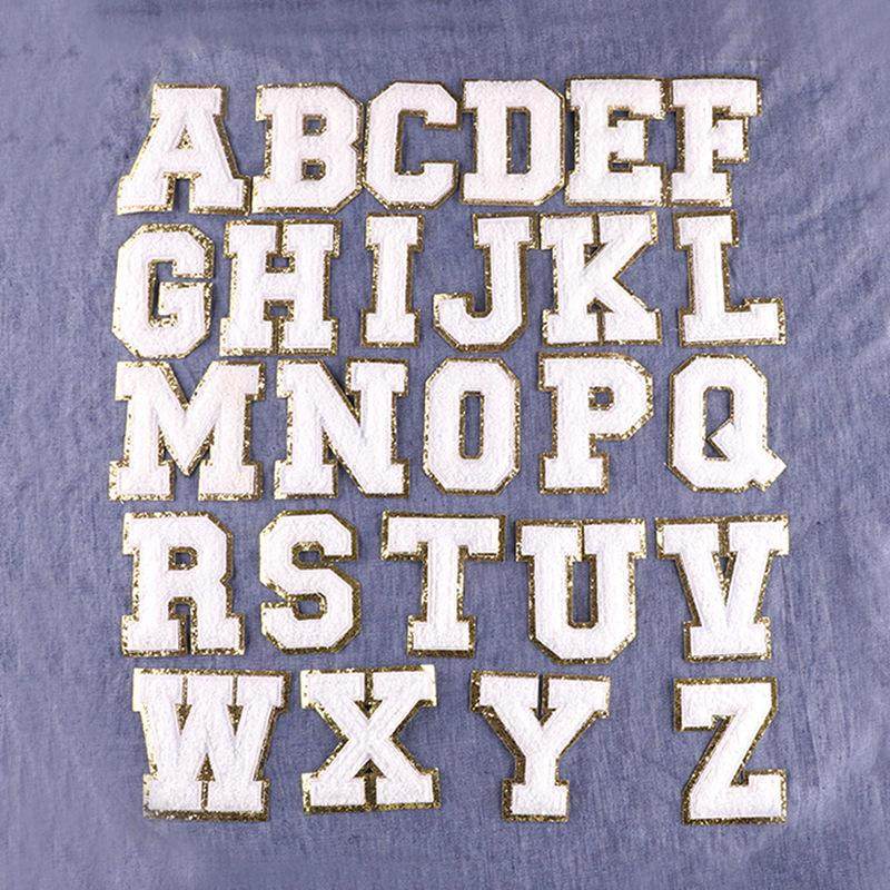 DIY补丁贴英文字母布标chenile patch服装辅料跨境电商货源布爆款