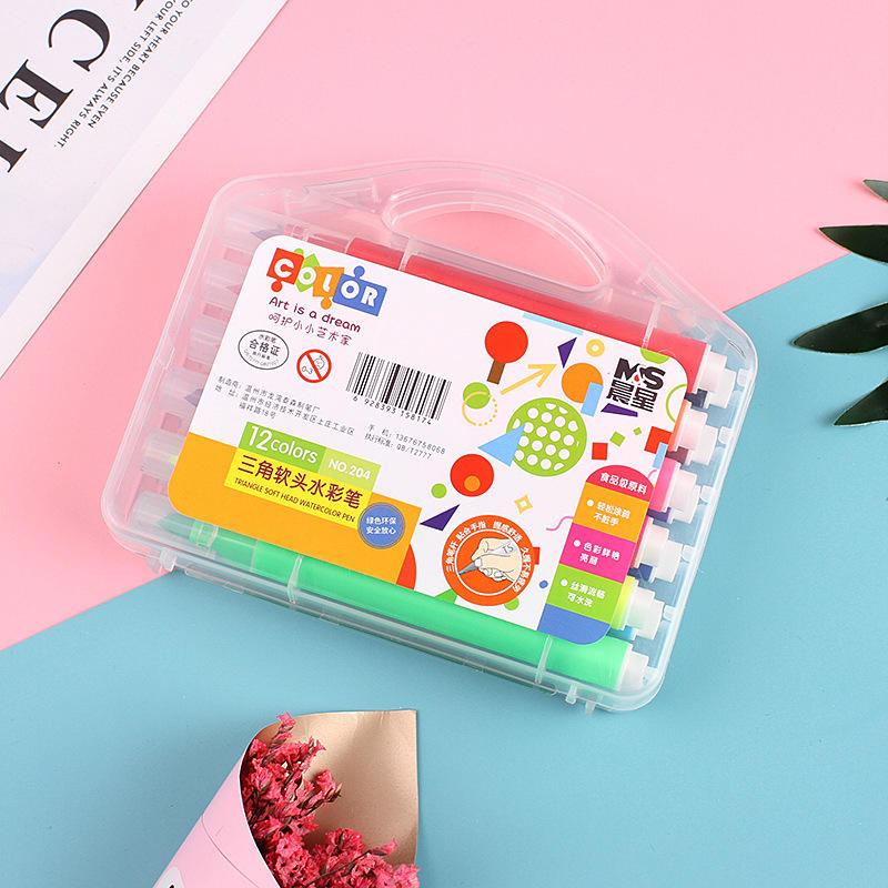 软头可水洗绘画涂鸦水彩笔礼品套装 36彩色笔画笔小学生用软爆款