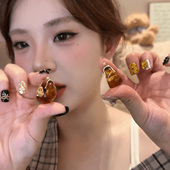 爆款 法式 C型咖色耳环女2025新款 圈圈耳钉复古小众设计高级感耳饰