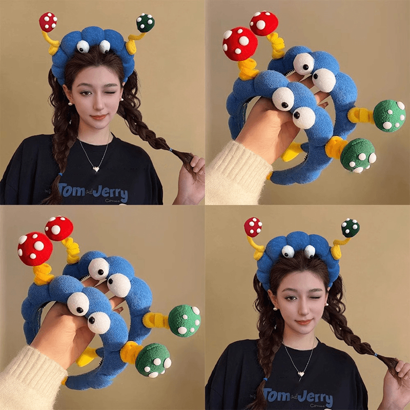 虞书欣同款发箍可爱趣味大眼仔毛绒发箍高颅顶洗脸压发头箍发卡女