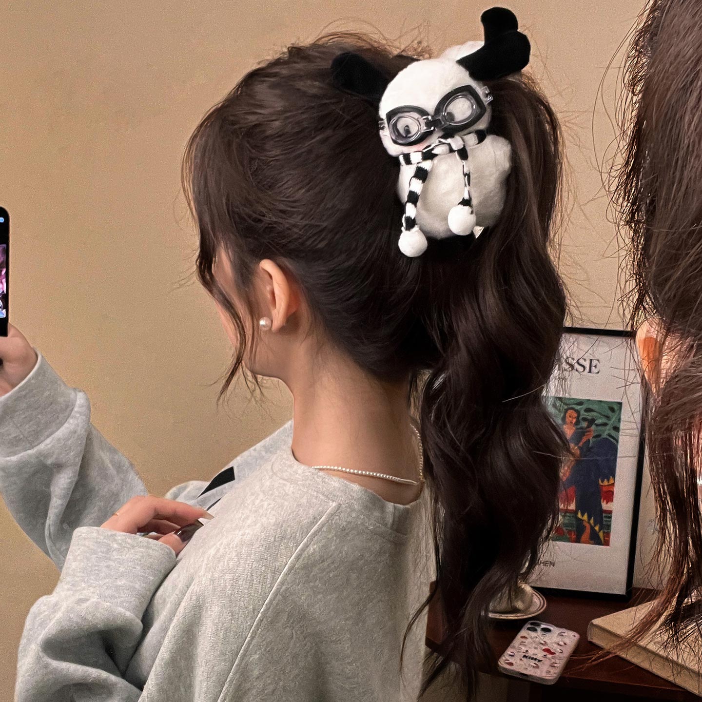 甜美少女风可爱毛绒帕恰狗香蕉夹