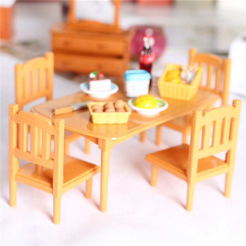 Dollhouse 娃娃屋 微缩食玩 餐桌椅子 迷你家具模型袖珍玩具组合