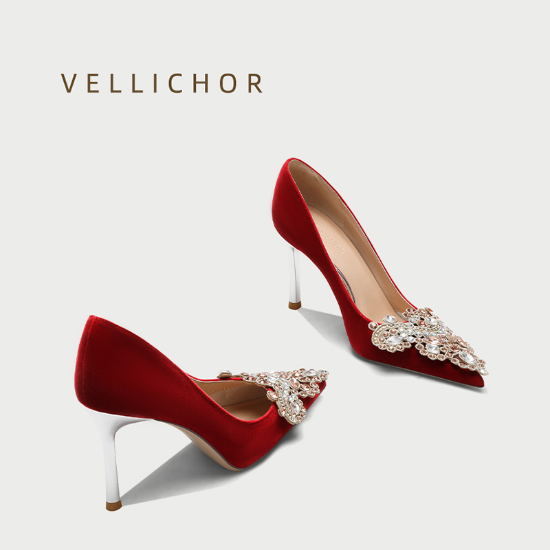 vellichor细跟高跟鞋水钻