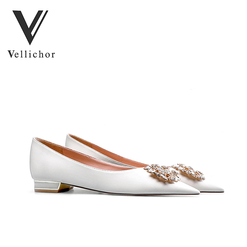 新款伴娘结婚水钻白色可穿平底鞋