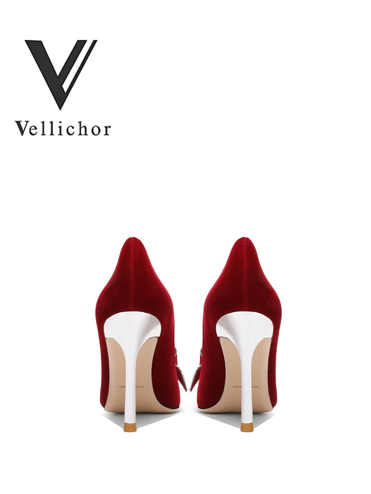 RHINESTONE BOW HIGH HEELS WEDDING SHOES SEXY XIUHE WEDDING DRESS TWO WEAR NOT TIRED FEET STILETTO RED BRIDE BRIDE WEDDING SHOES