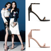 黑色百搭性感一字扣带细跟凉鞋 2026年夏季 高跟鞋 网红明星同款 新款