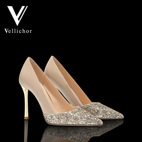 VELLICHOR裸色尖头高跟鞋女