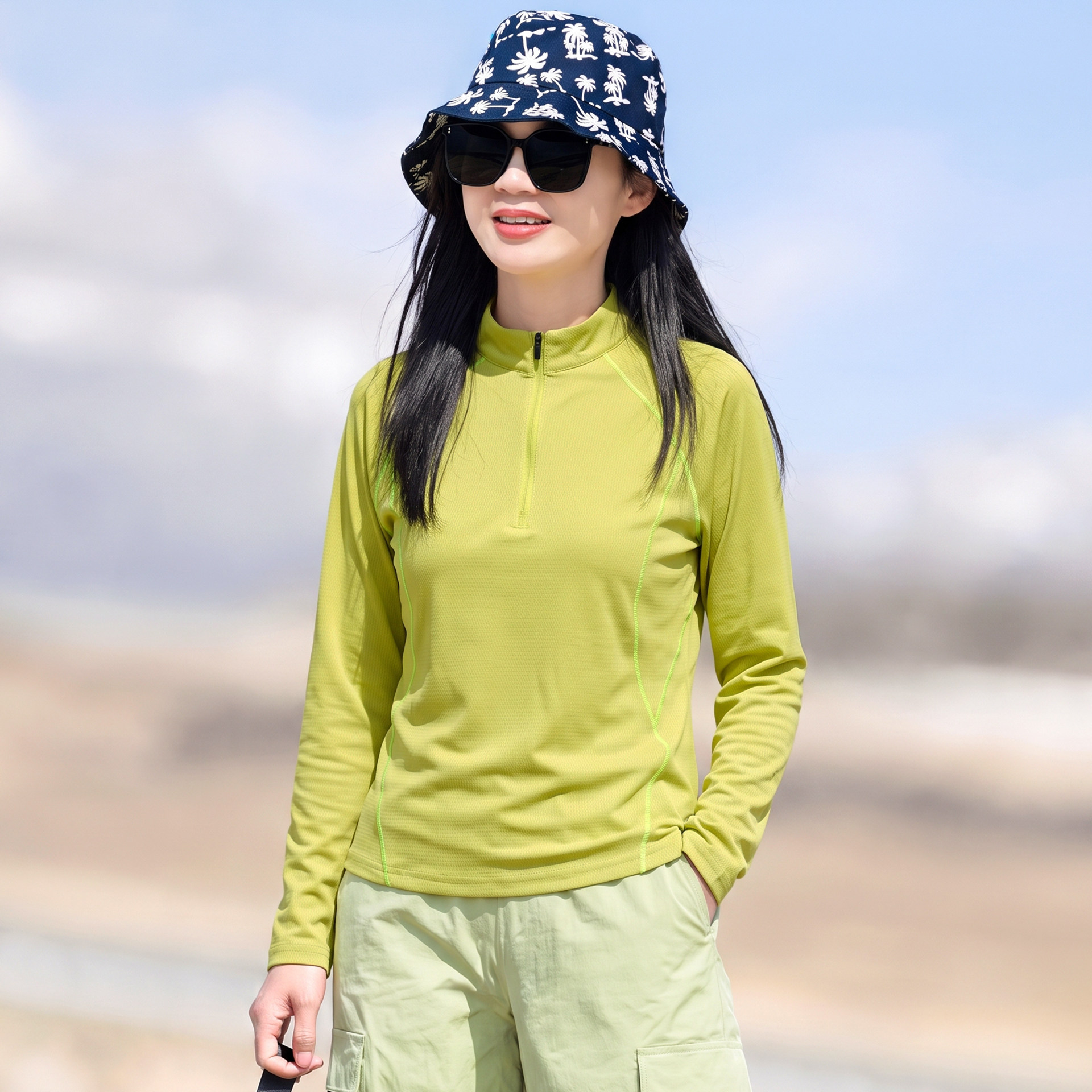 户外速干T恤女长袖春秋夏薄款弹力跑步运动修身吸汗立领快干上衣