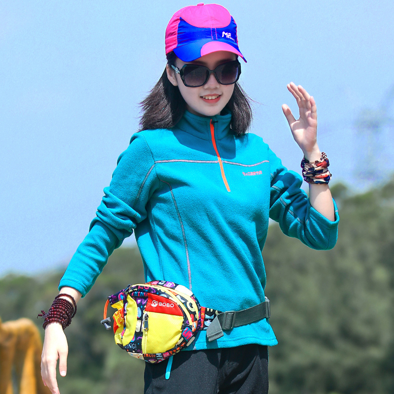 半开立领女士套头防风内胆抓绒衣