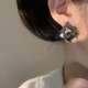 春夏新款 高级感几何枪黑色镶钻耳环女轻奢小众设计气质冷淡风耳钉