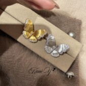 中古Vintage拉丝蝴蝶胸针女精致高级感时尚 气质百搭配大衣胸花