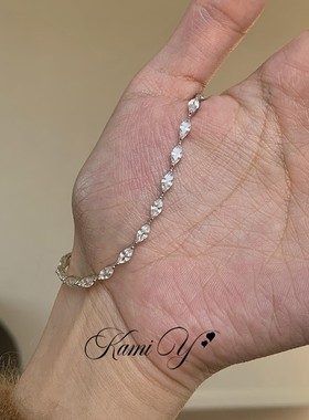 ins冷淡风极细马眼满钻银色手链