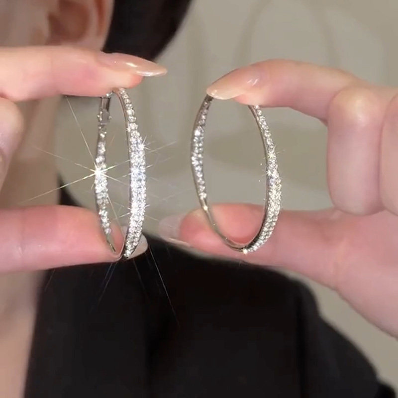 高级感镶钻大圈圈耳环女轻奢气质