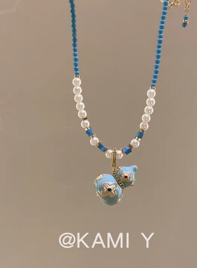 KAMI Y新中式蓝色松石串珠葫芦项链高级感时尚精致气质百搭毛衣链