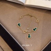 轻奢设计感孔雀绿闪钻葫芦手链女精致高级感气质手饰 福禄长青