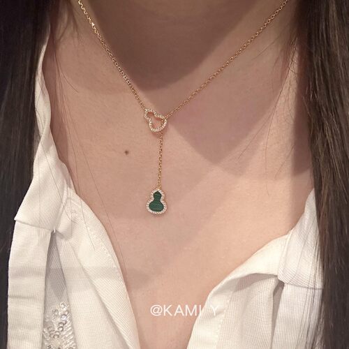 孔雀石绿葫芦吊坠项链