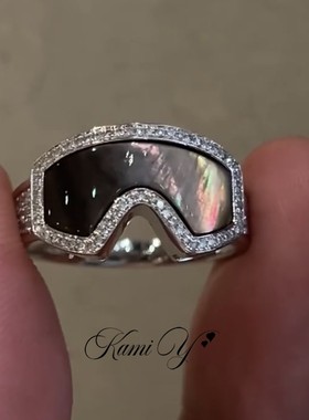 滑雪护目镜点钻幻彩戒指女独特潮