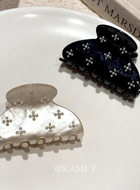 高级感抓夹繁星镶钻鲨鱼夹醋酸发量少半扎发夹子可爱后脑勺发饰女