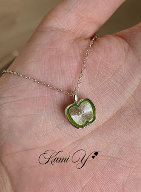 独特设计青苹果吊坠项链配饰女冷淡风简约日常百搭可爱俏皮锁骨链