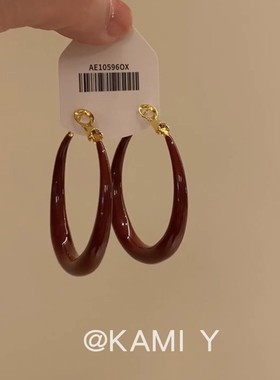KAMI Y春夏新款安可拉红色滴油圆圈耳环女大气轻奢高级显脸瘦耳饰