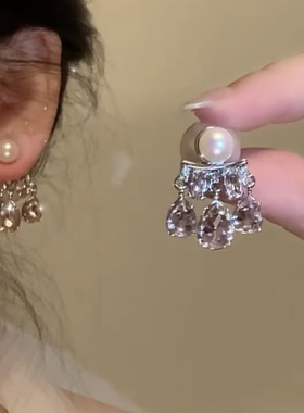 KAMI Y高级感珍珠耳环女2025年新款爆款耳钉轻奢小众独特气质耳饰