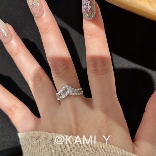 星河碎钻不规则闪钻开口戒指女