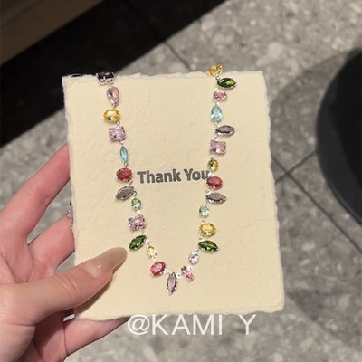 多巴胺糖果色水晶项链