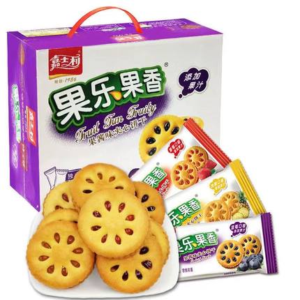 嘉士利果酱夹心饼干40包蓝莓味果乐果香礼盒一整箱特价休闲小零食