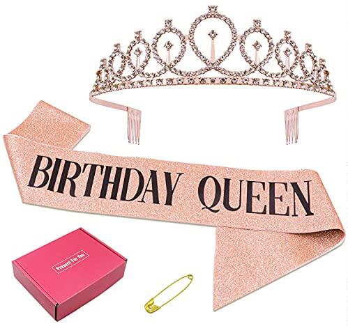 darovlybirthday queen sash and tiara rhinestone crown for wo