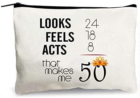crapopo fun 50th birthday gifts for women,makeup bag organi