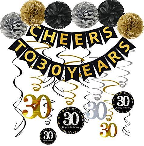 30th birthday party decorations kit - cheers to 30 years ban