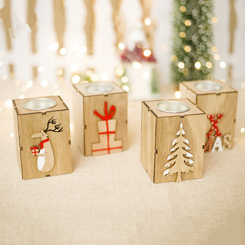 christmas wooden candle holder candlestick candle holder cre