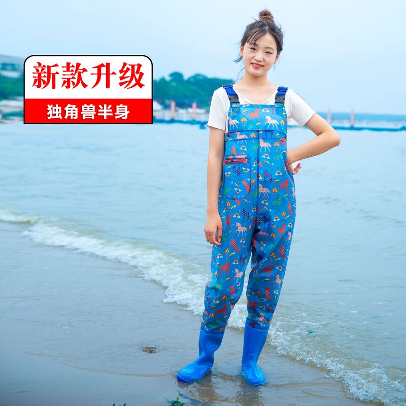 捉鱼水衣连体雨裤带雨鞋女款下水裤半身背带式女式钓鱼涉水裤专业