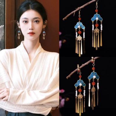 新中式耳饰镀金古风耳环小众设计