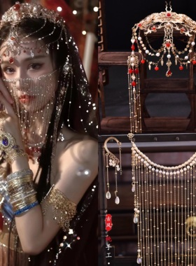 西域红色敦煌风发冠楼兰公主异域风发饰头饰原创设计复古装风配饰