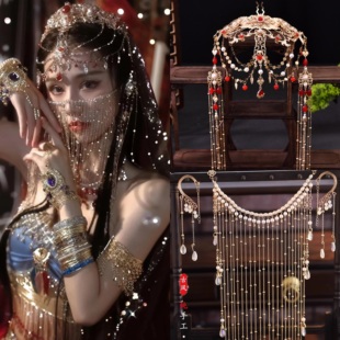 西域红色敦煌风发冠楼兰公主异域风发饰头饰原创设计复古装风配饰