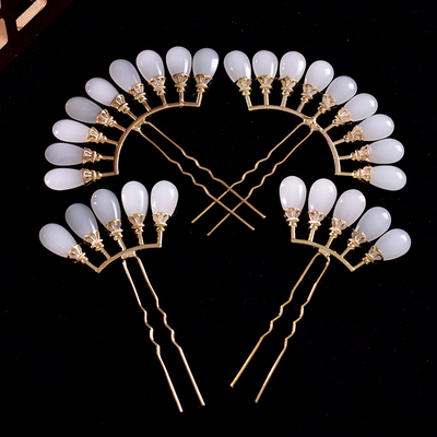 汉服头饰古风点缀白玉发簪发排