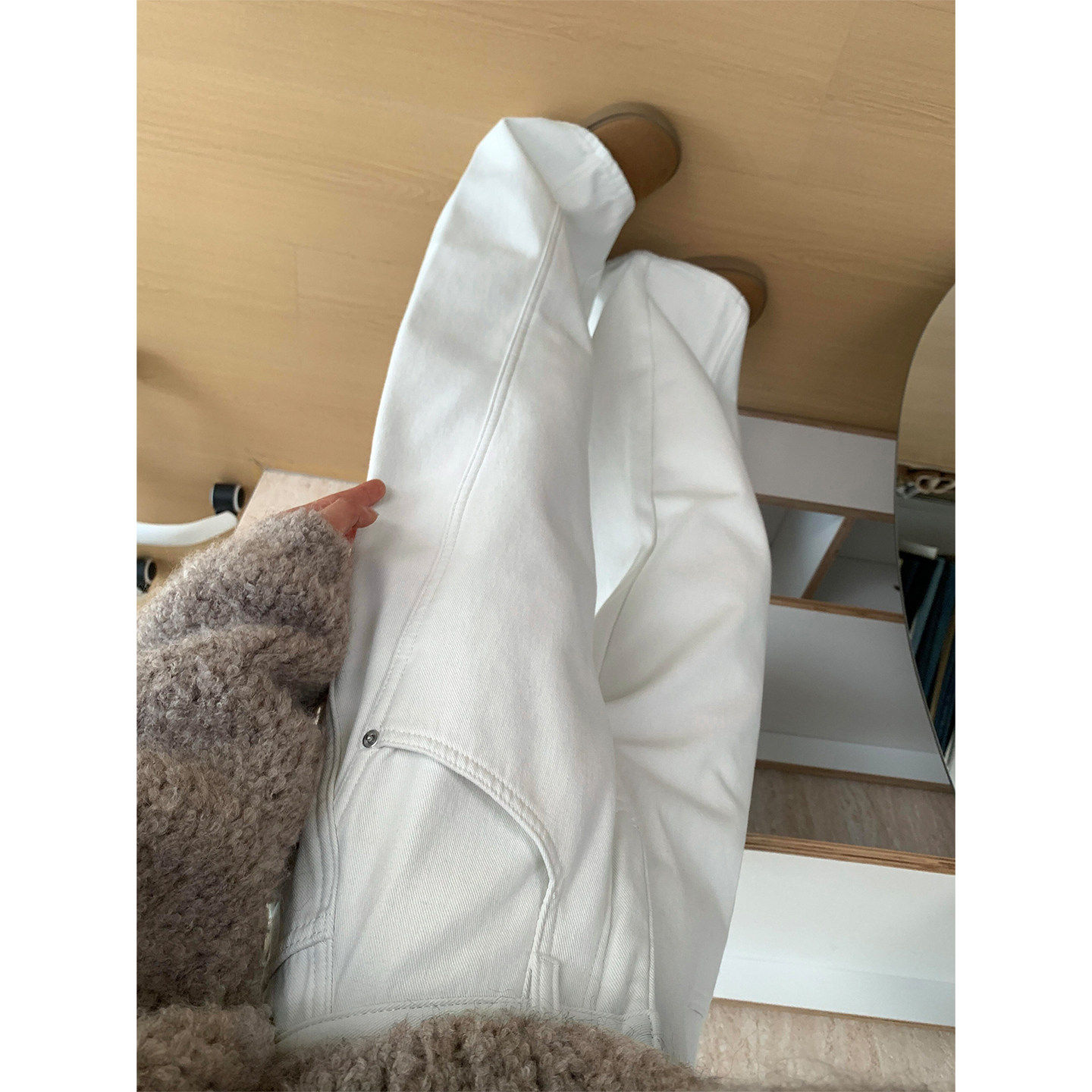 梨型身材白色阔腿牛仔裤女春季新款胖妹妹mm高腰宽松显瘦直筒长裤