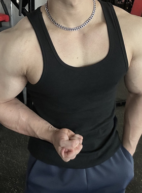 UPWARD FORCE美式重磅300g粗螺纹健身背心男夏季运动基础纯色打底