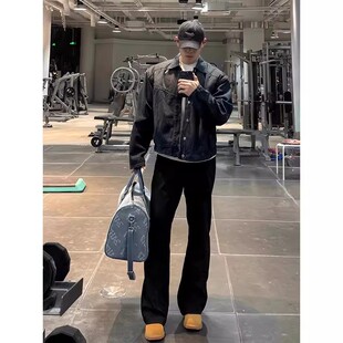 夏季 弯刀裤 新款 美式 子 ins长裤 男潮流休闲显瘦黑色百搭微喇牛仔裤