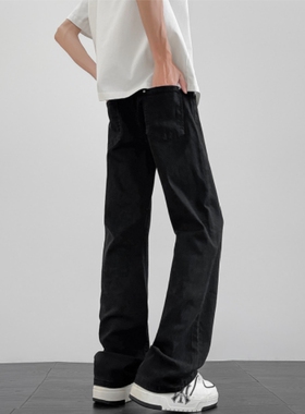 2025中腰vibe直筒窄版显瘦微喇裤子cleanfit黑色柳叶弯刀牛仔裤子