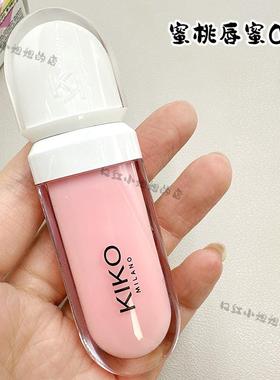 特价正品KIKO滋养粉色蜜桃丰唇润唇蜜01号Lip Volume打底透明唇釉