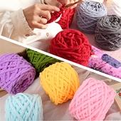 rlk冰条毛线粗棒针线自织围巾线手工钩针diy勾拖鞋 编织包包材料包