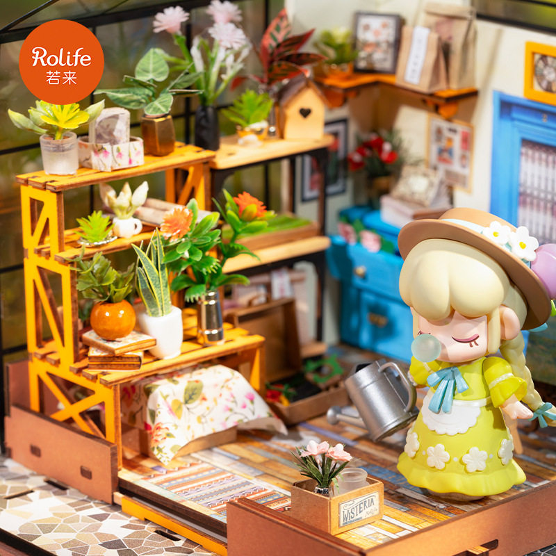 若态若来凯西花房diy小屋房子拼图DIY模型屋微缩场景拼装玩具礼物
