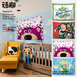 门布遮挡挂布免打孔 巴斯光年玩具总动员宿舍卧室二次元海报挂布