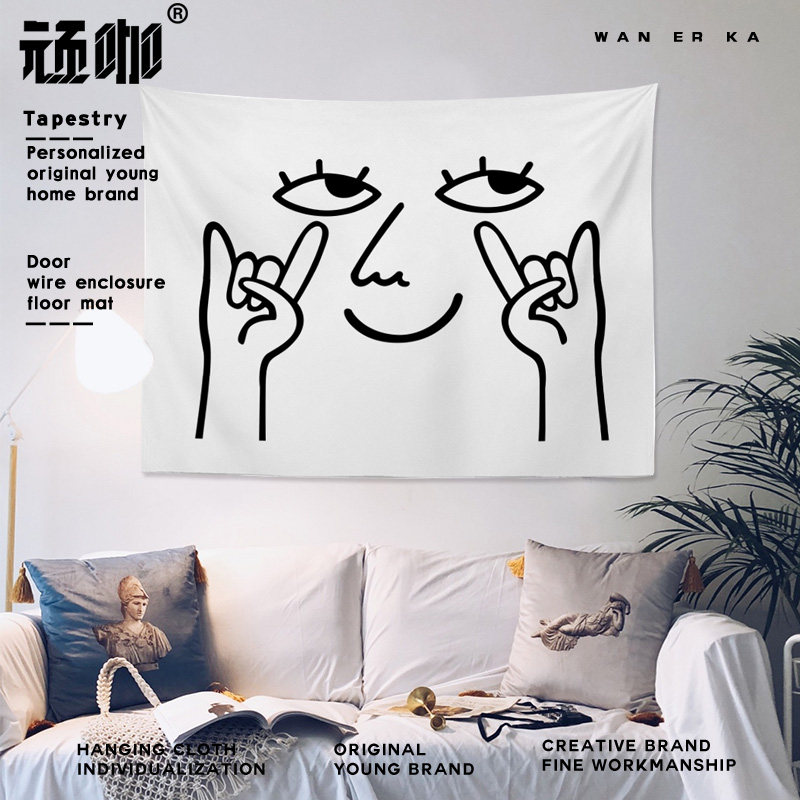 快乐表情房间装饰品少女卧室挂布