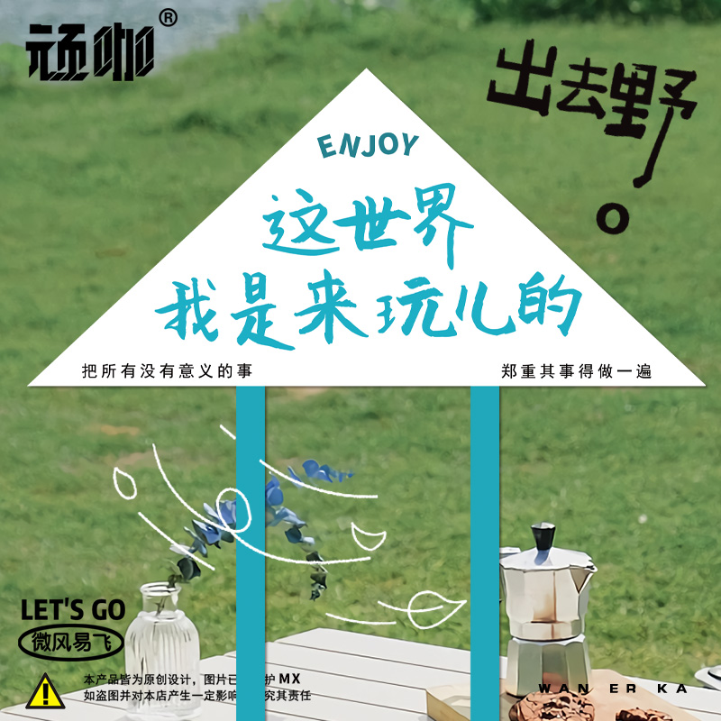 2025年新款风筝这世界我是来玩儿的个性文字大人风筝户外个性展示
